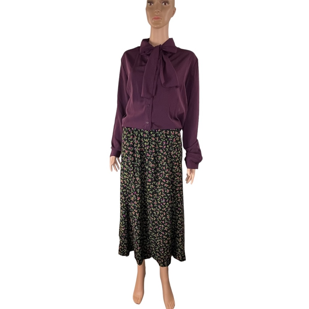 Liz Claiborne Black Floral Midi Skirt - Picture 7 of 10